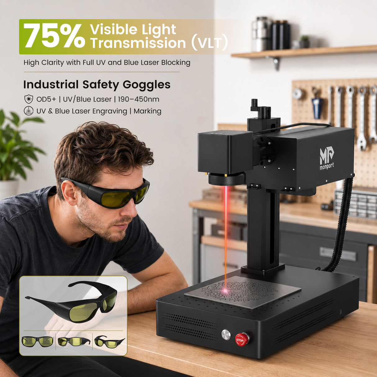 UV Laser Engravers Protective Glasses-355nm-OD5