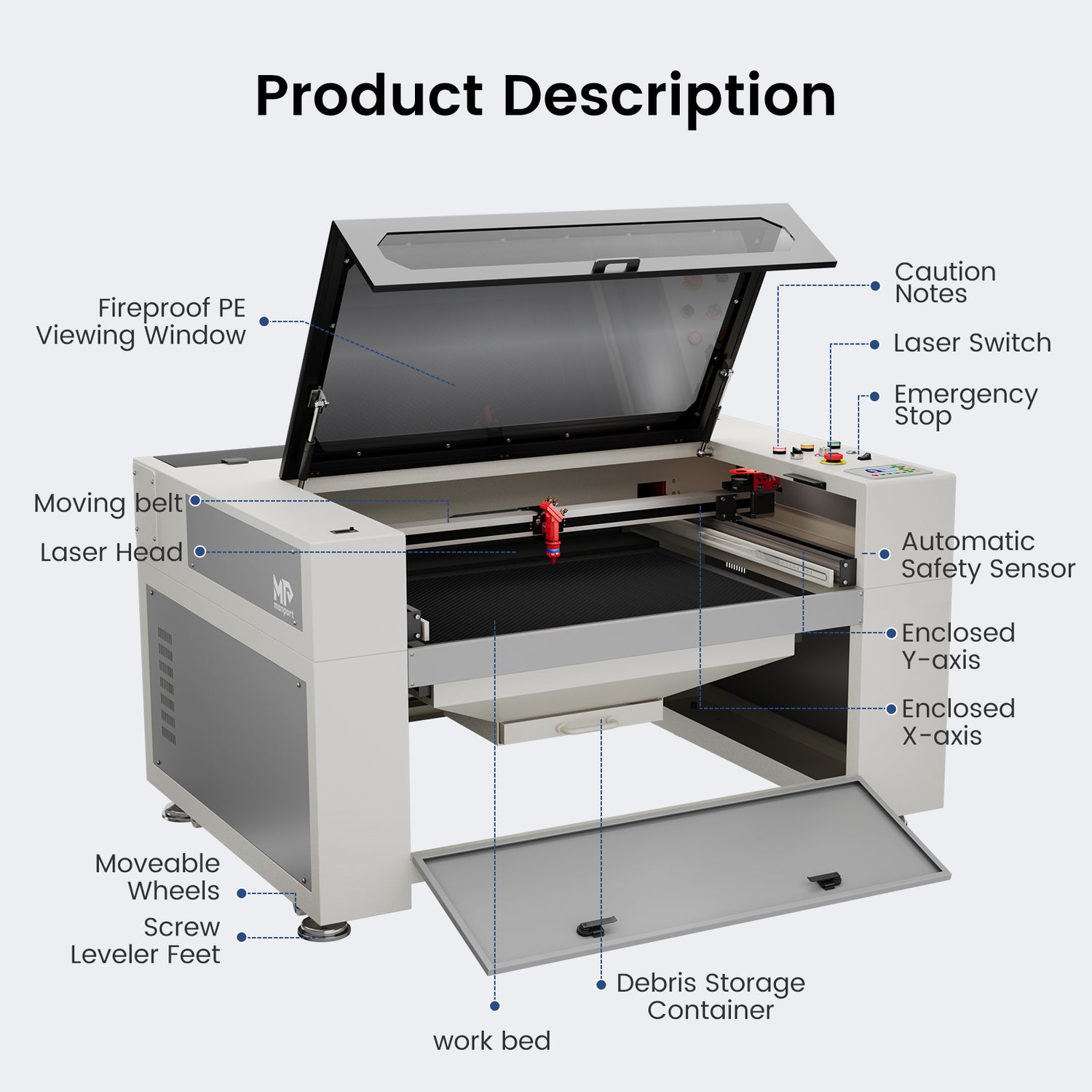 Monport 80W Built-in Chiller CO2 Laser Engraver & Cutter (36" x 24")