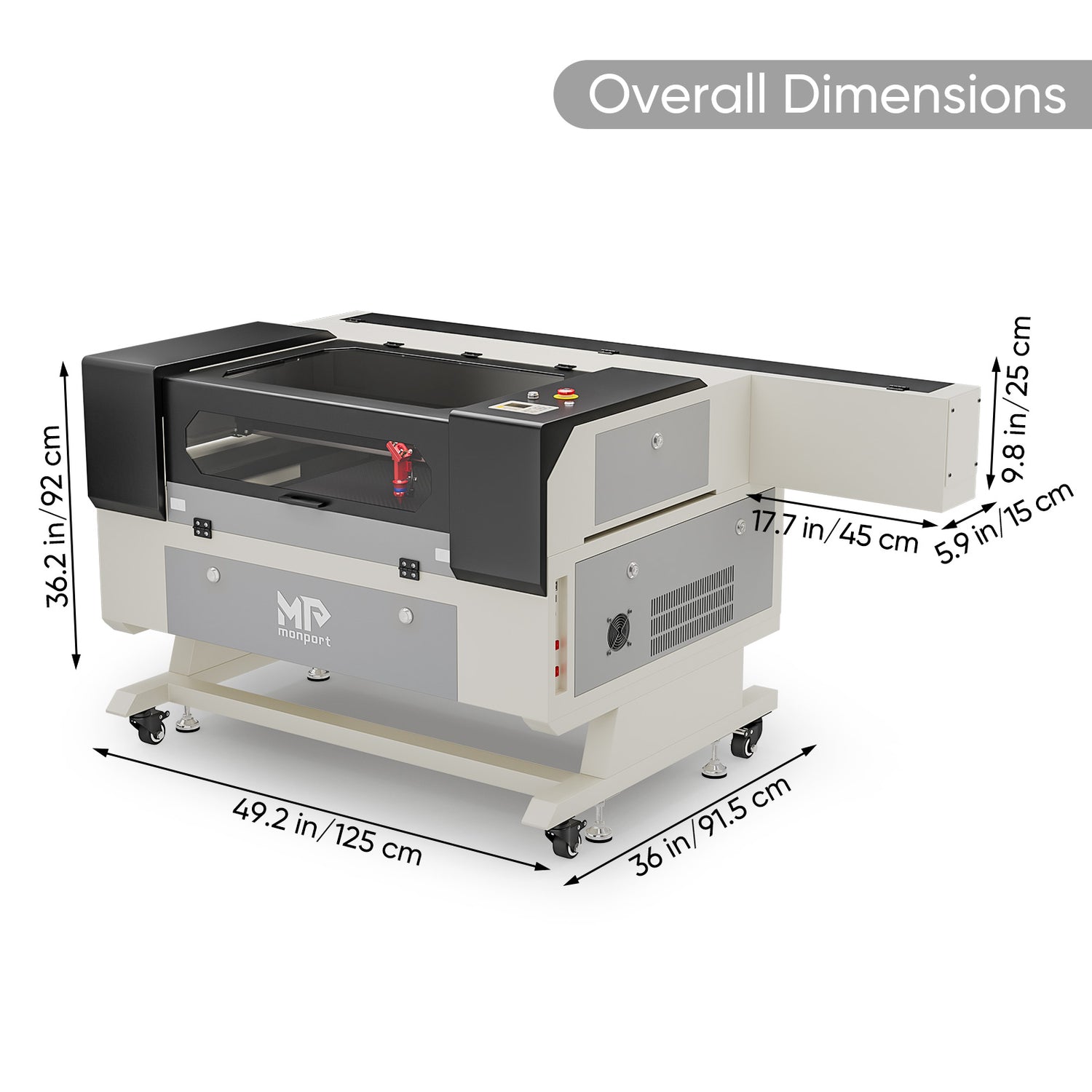 Monport 90W CO2 Laser Engraver & Cutter (28" x 20") with Autofocus and Bracket