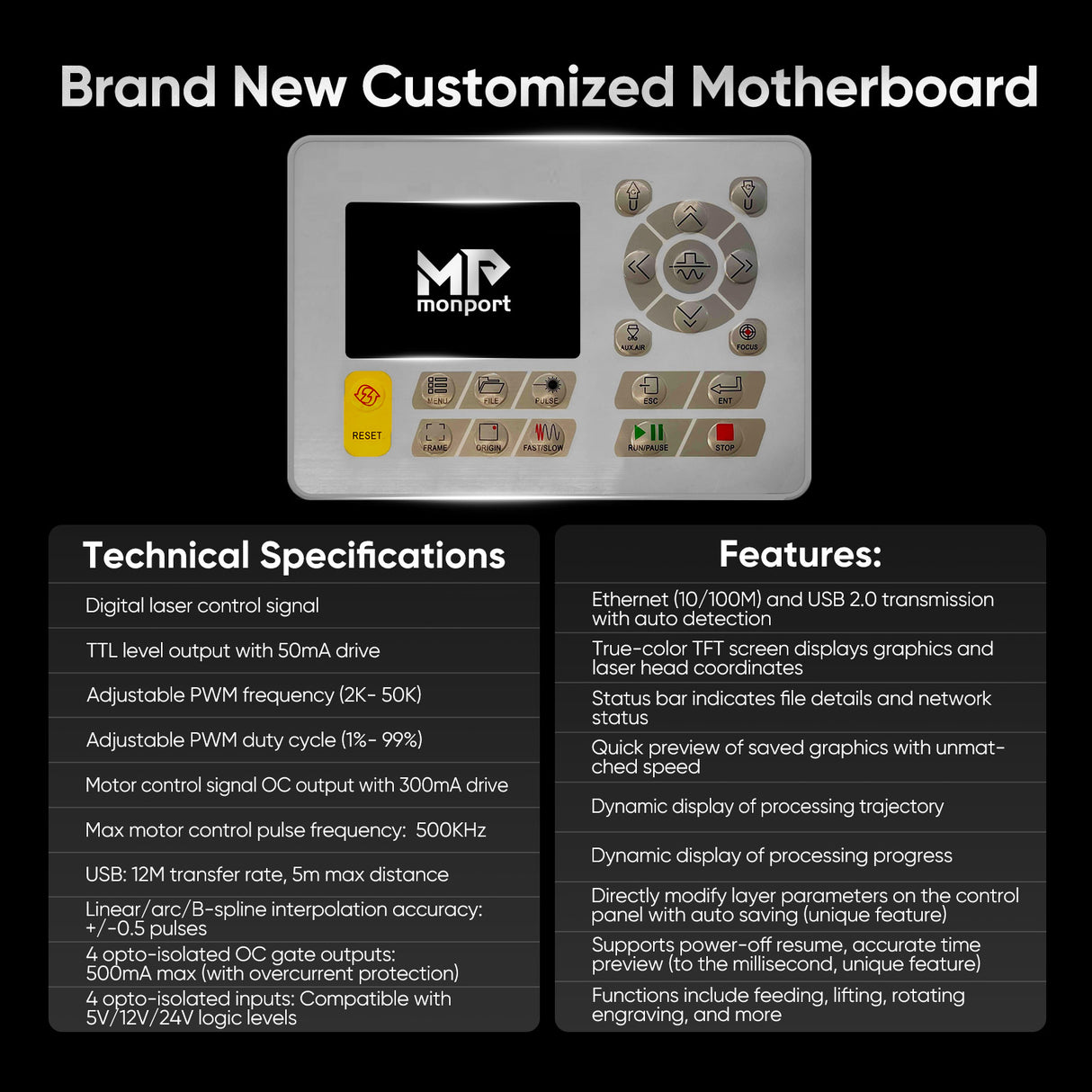 Monport 90W CO2 Laser Engraver & Cutter (28" x 20") with Autofocus