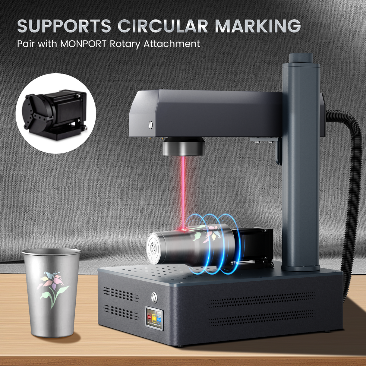 Monport GM 30W Pro Integrated MOPA Fiber Laser Engraver & Marking Machine with AutoFocus