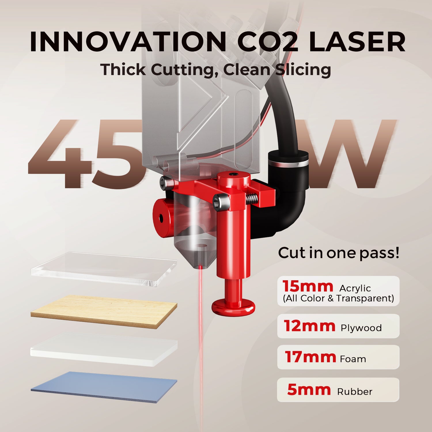 Monport Reno45 45W Desktop CO2 Laser Engraver & Cutter (16"X12") with Brand New Assisted-Autofocus