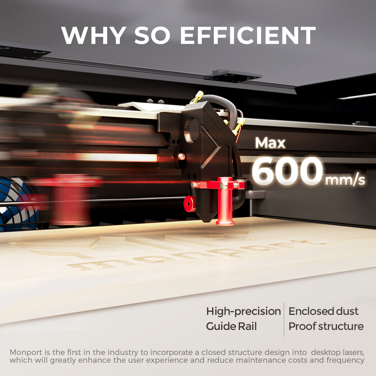 Monport Reno45 Pro 45W Desktop CO2 Laser Engraver and Cutter (16" x 12") with Brand New Assisted Autofocus