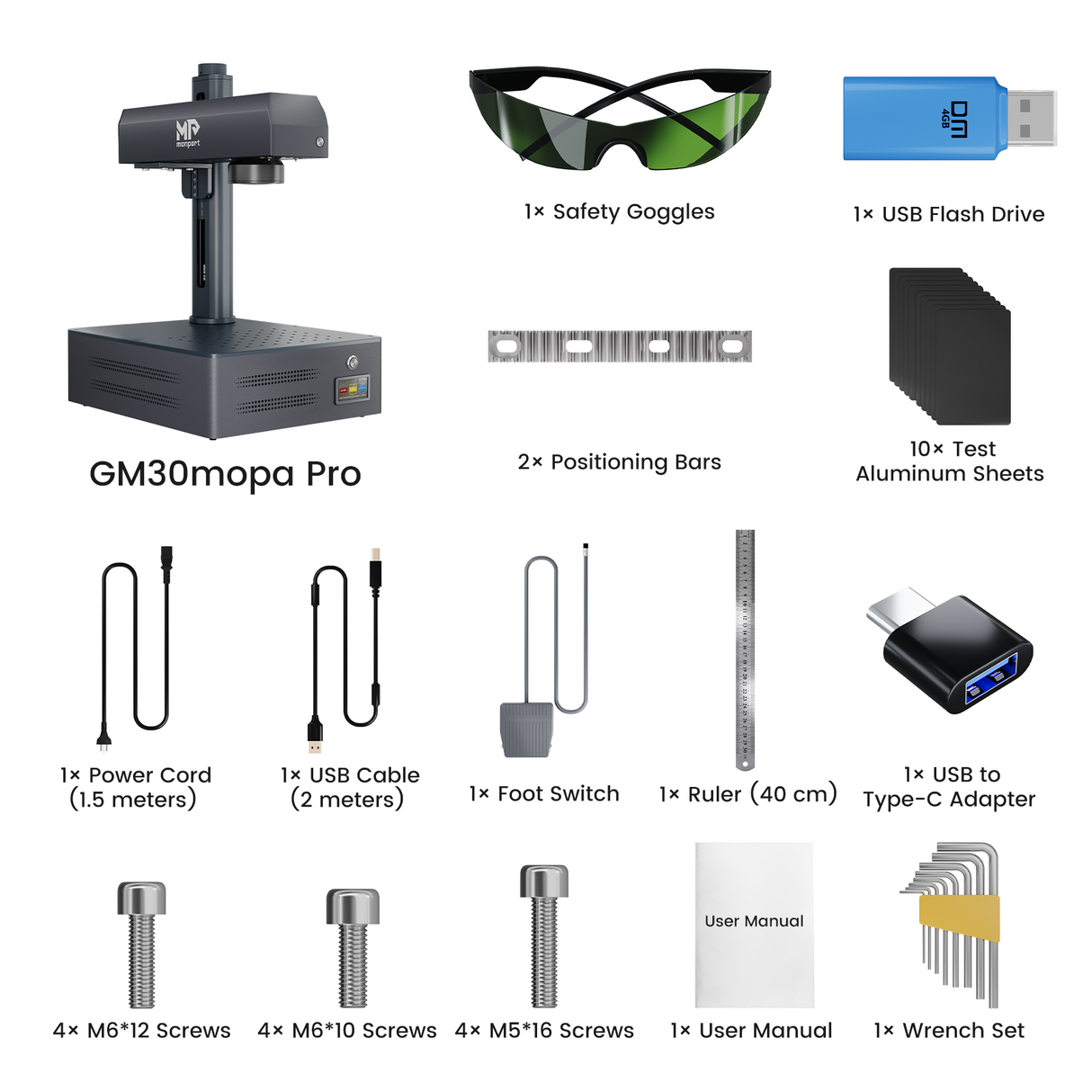 Monport GM 30W Pro Integrated MOPA Fiber Laser Engraver & Marking Machine with AutoFocus