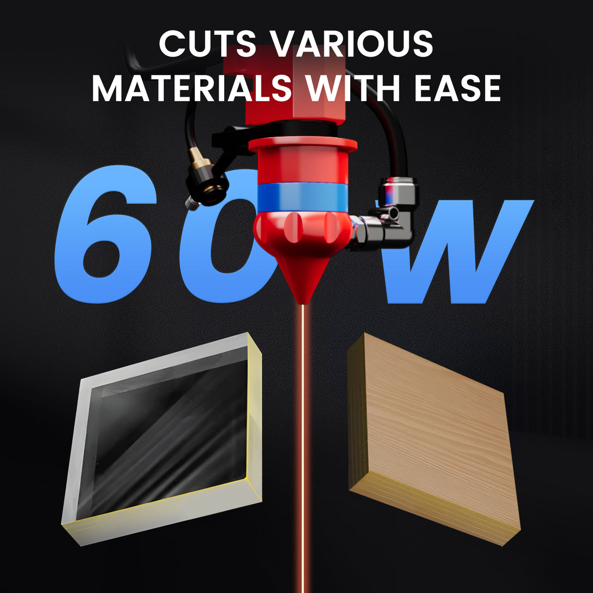 Monport 60W CO2 Laser Engraver & Cutter (24" x 16") with Autofocus