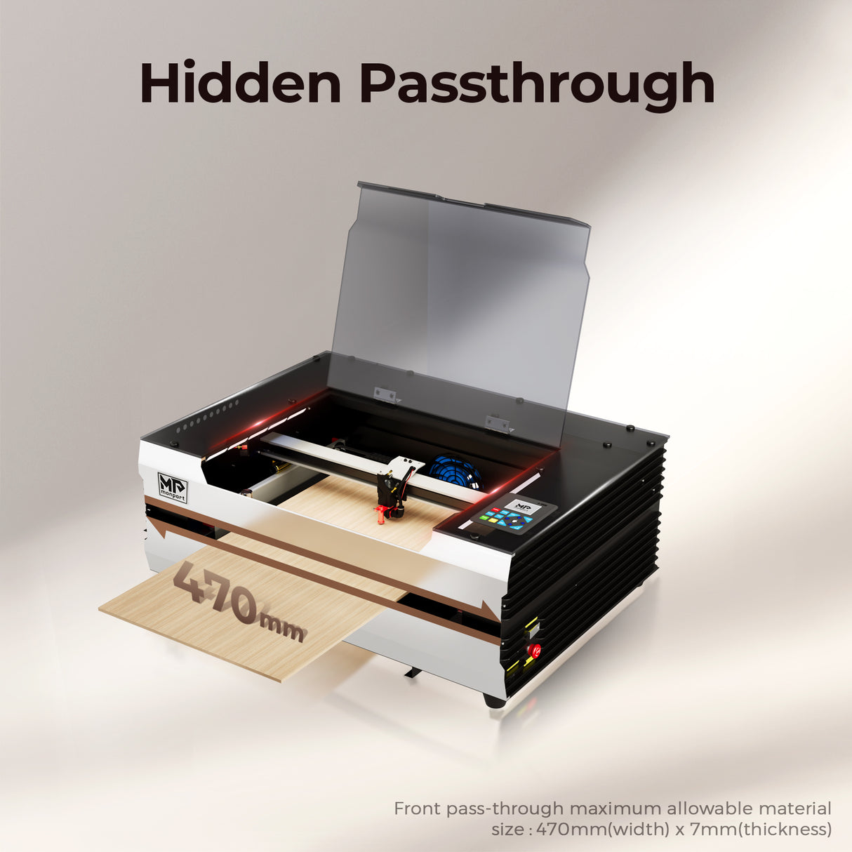 Monport Reno45 Pro 45W Desktop CO2 Laser Engraver and Cutter (16" x 12") with Brand New Assisted Autofocus