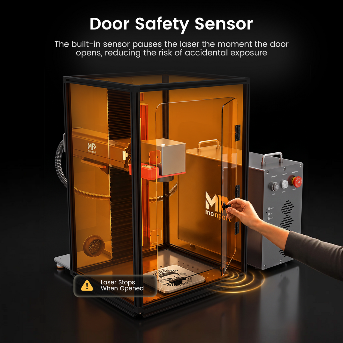 Monport Laser Engraver Enclosure for GQ, GPro And GT Fiber Laser (with Door Protection Switch)
