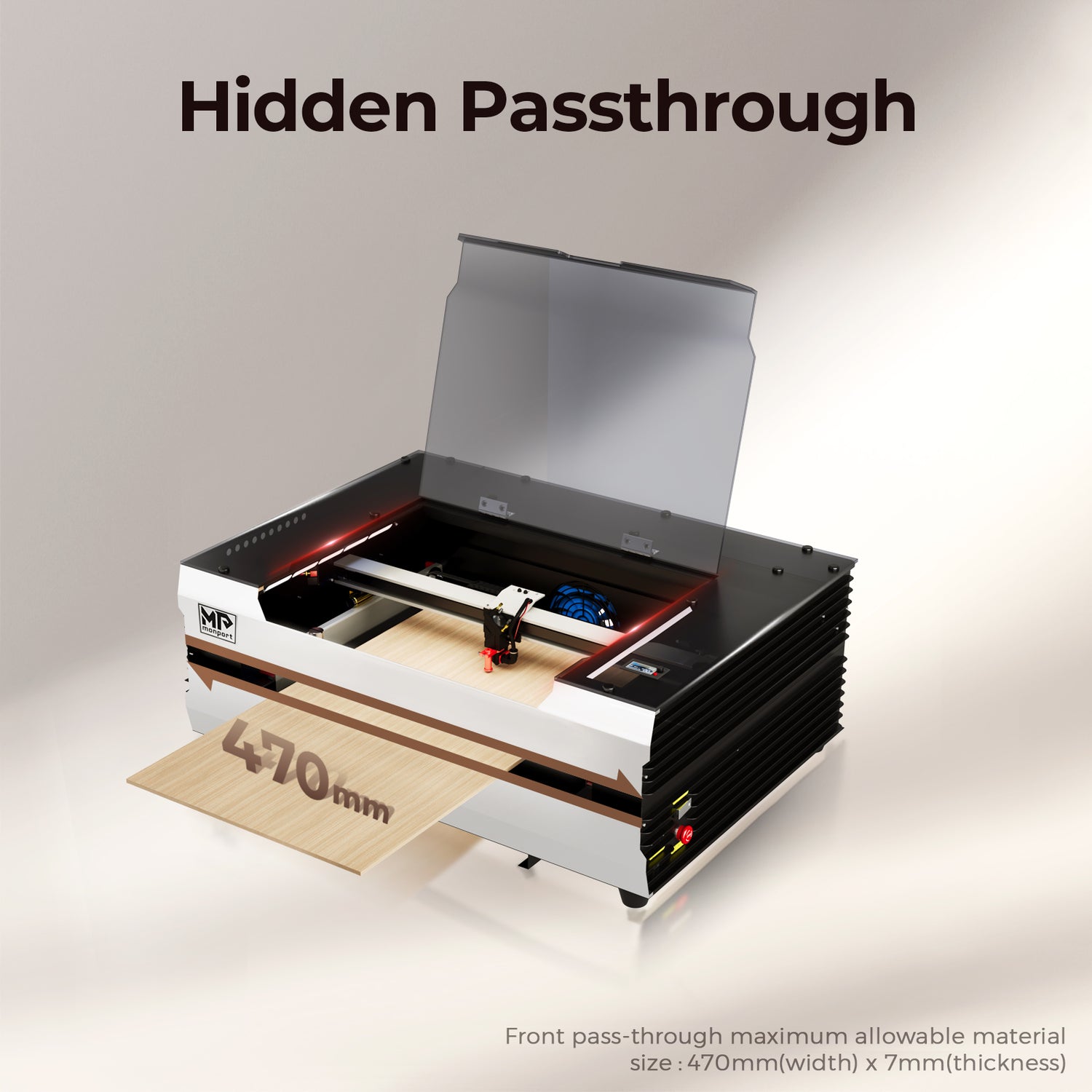 Monport Reno45 45W Desktop CO2 Laser Engraver & Cutter (16"X12") with Brand New Assisted-Autofocus