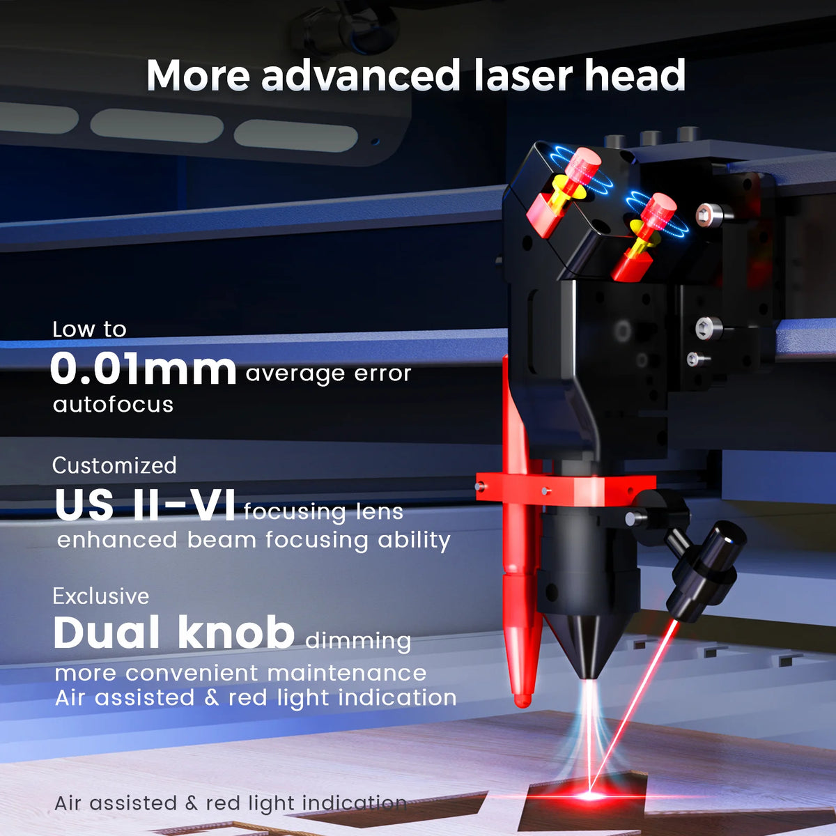 Monport Effi7S Upgraded 90W CO2 Laser Engraver & Cutter 700x500mm (28" ×20") with Autofocus