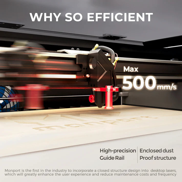 Monport Reno45 45W Desktop CO2 Laser Engraver & Cutter (16"X12") with Brand New Assisted-Autofocus