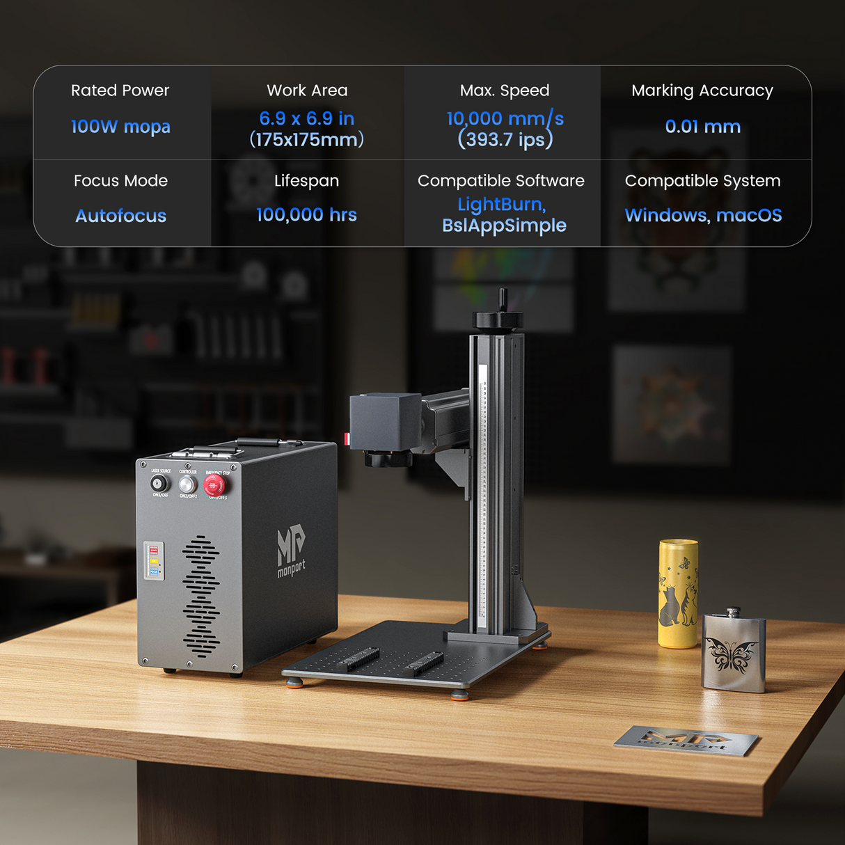 Monport GT 100W Split MOPA Fiber Laser Engraver & Color Marking Machine With AutoFocus