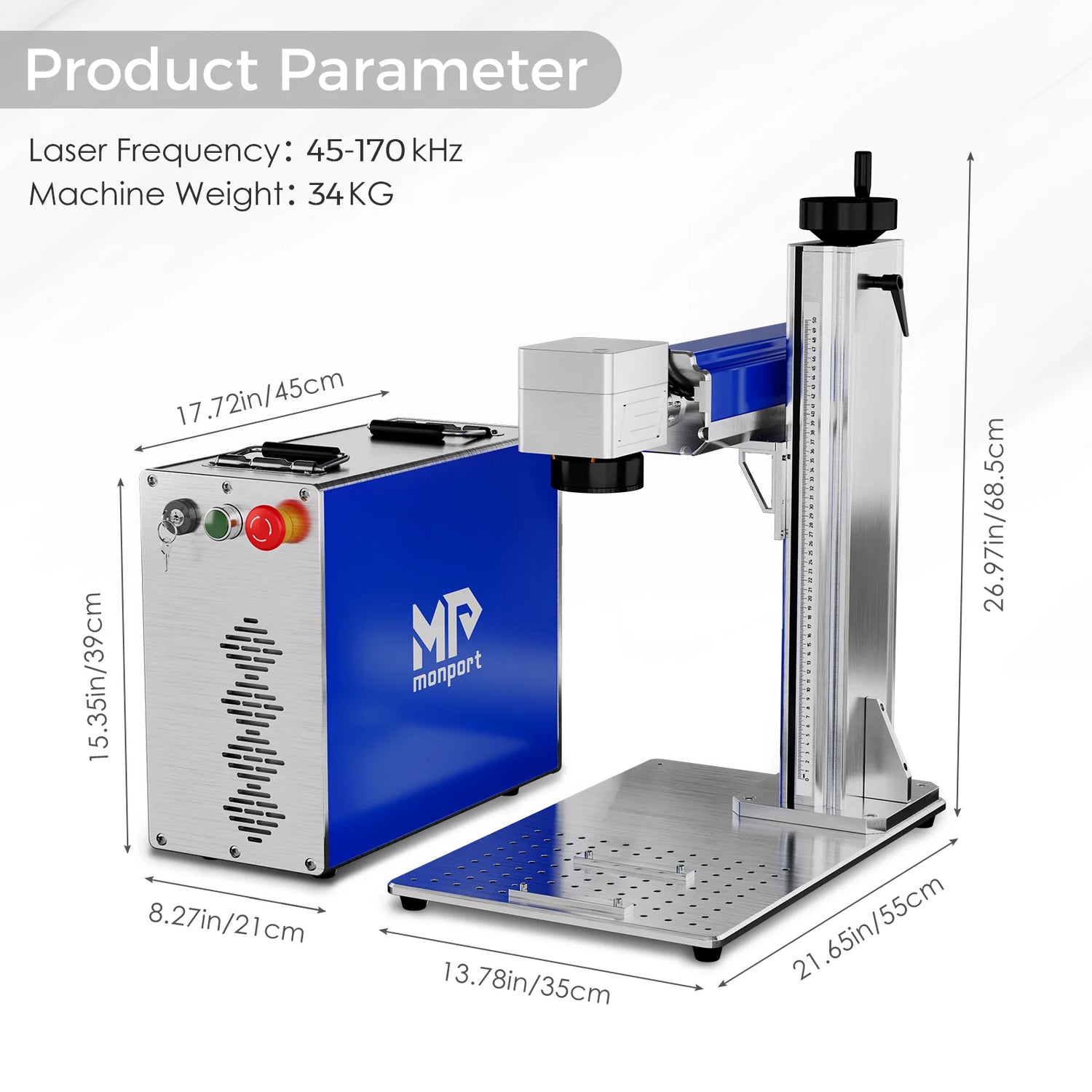 Monport 50W (7.9" x 7.9") Fiber Laser Engraver & Marking Machine with CE Approval