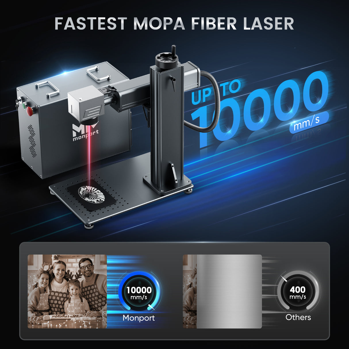 Monport GPro 30W/60W/100W Split MOPA Fiber Laser Engraver & Marking Machine With Manual Focus