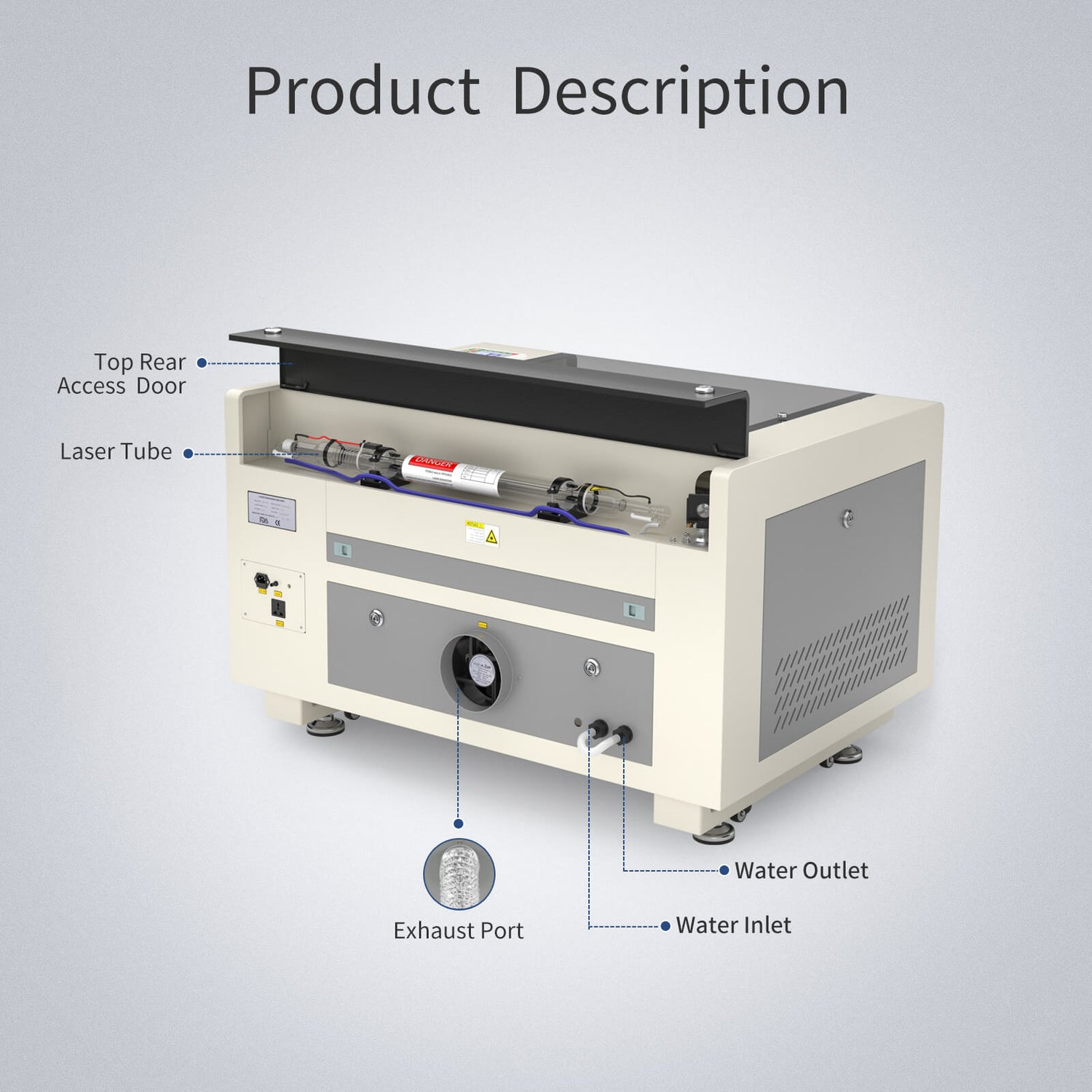 Monport 60W CO2 Laser Engraver & Cutter (24" x 16") with Autofocus