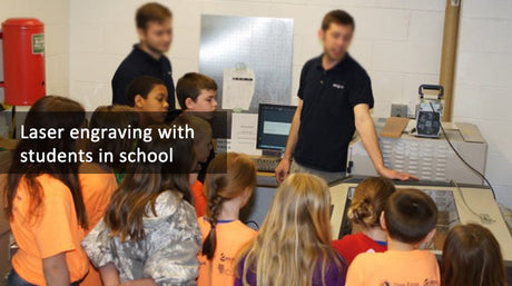 Laser engraving with students in school