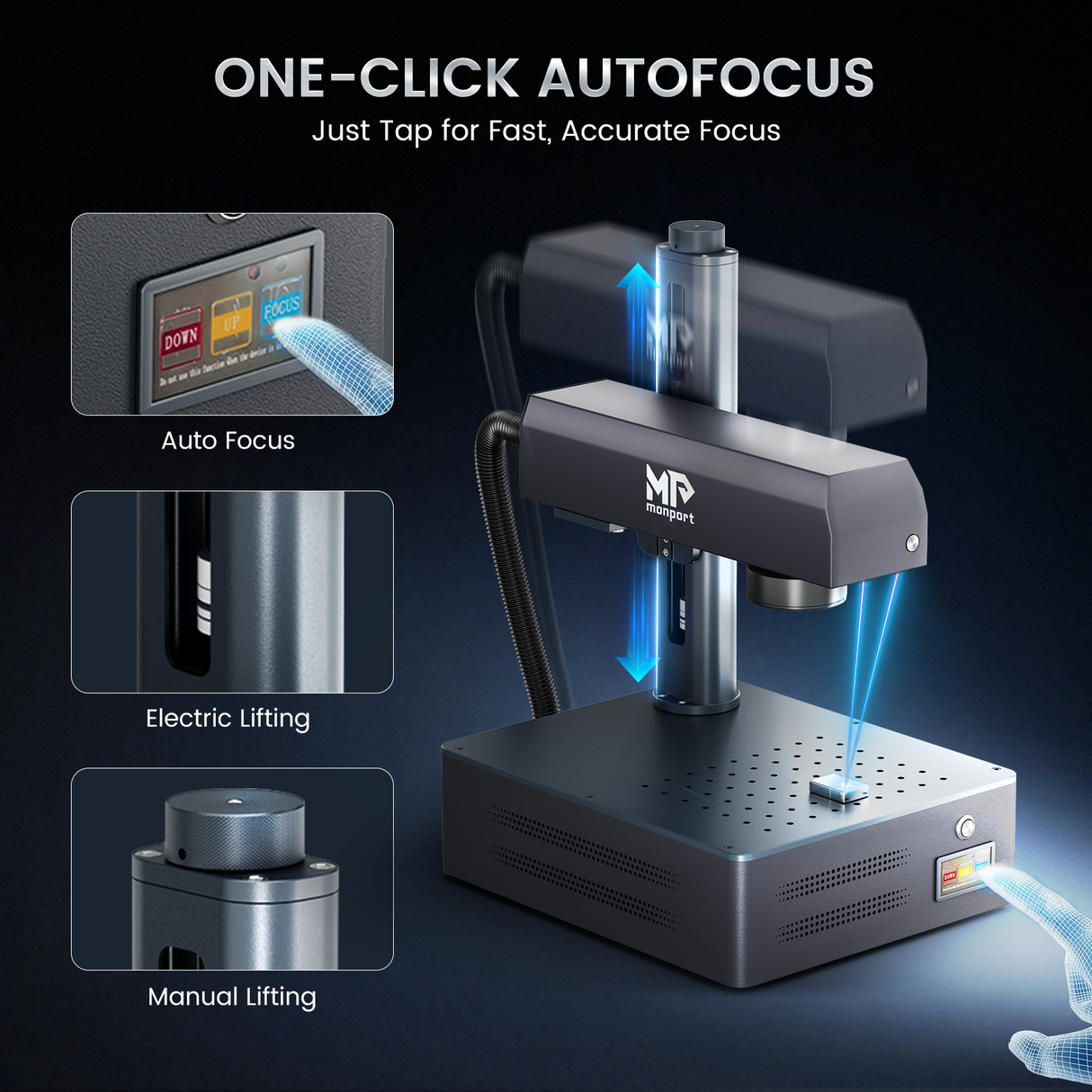 Monport GM 30W Pro Integrated MOPA Fiber Laser Engraver & Marking Machine with AutoFocus - Machine