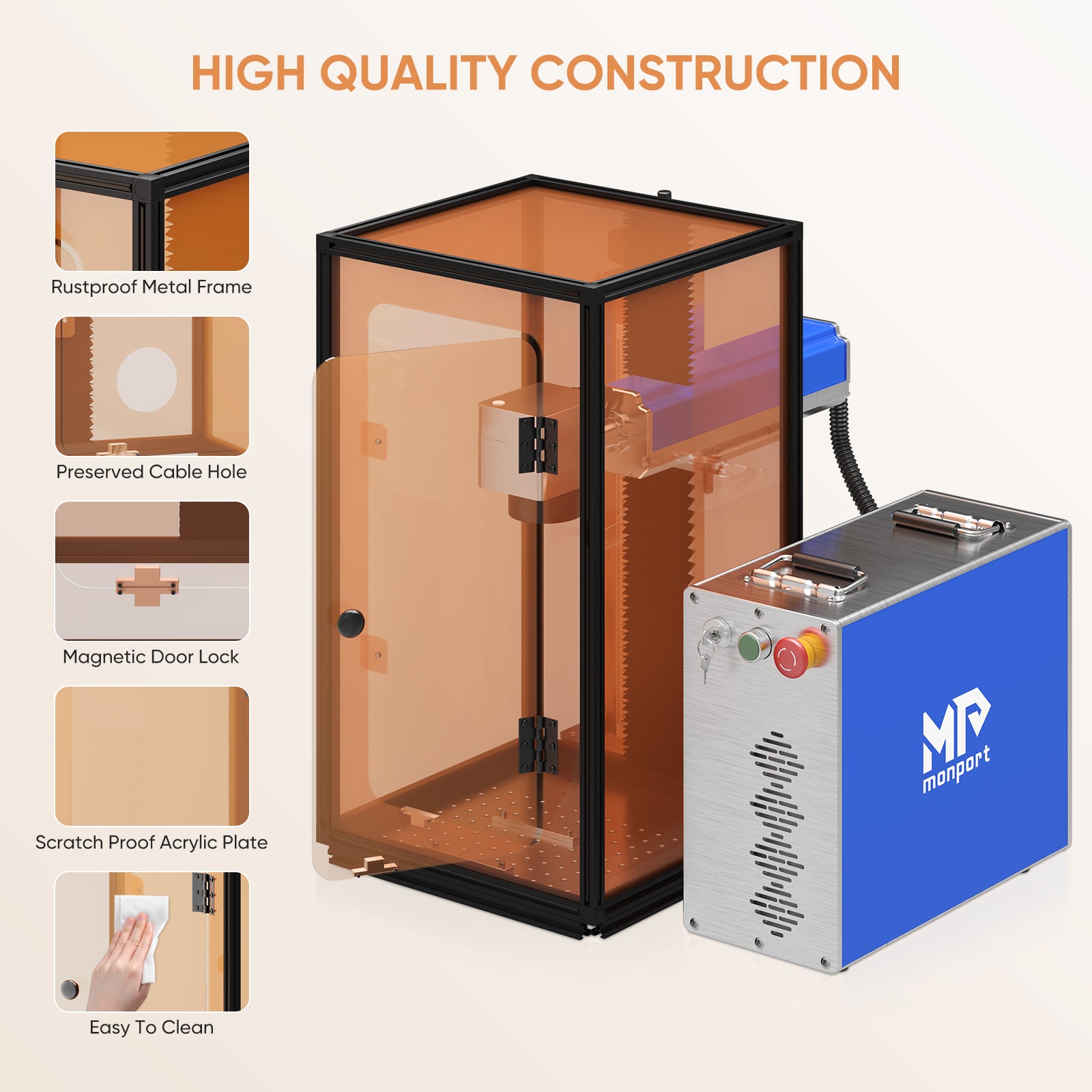 Monport Laser Engraver Enclosure for GQ, GPro And GT Fiber Laser (with Door Protection Switch)