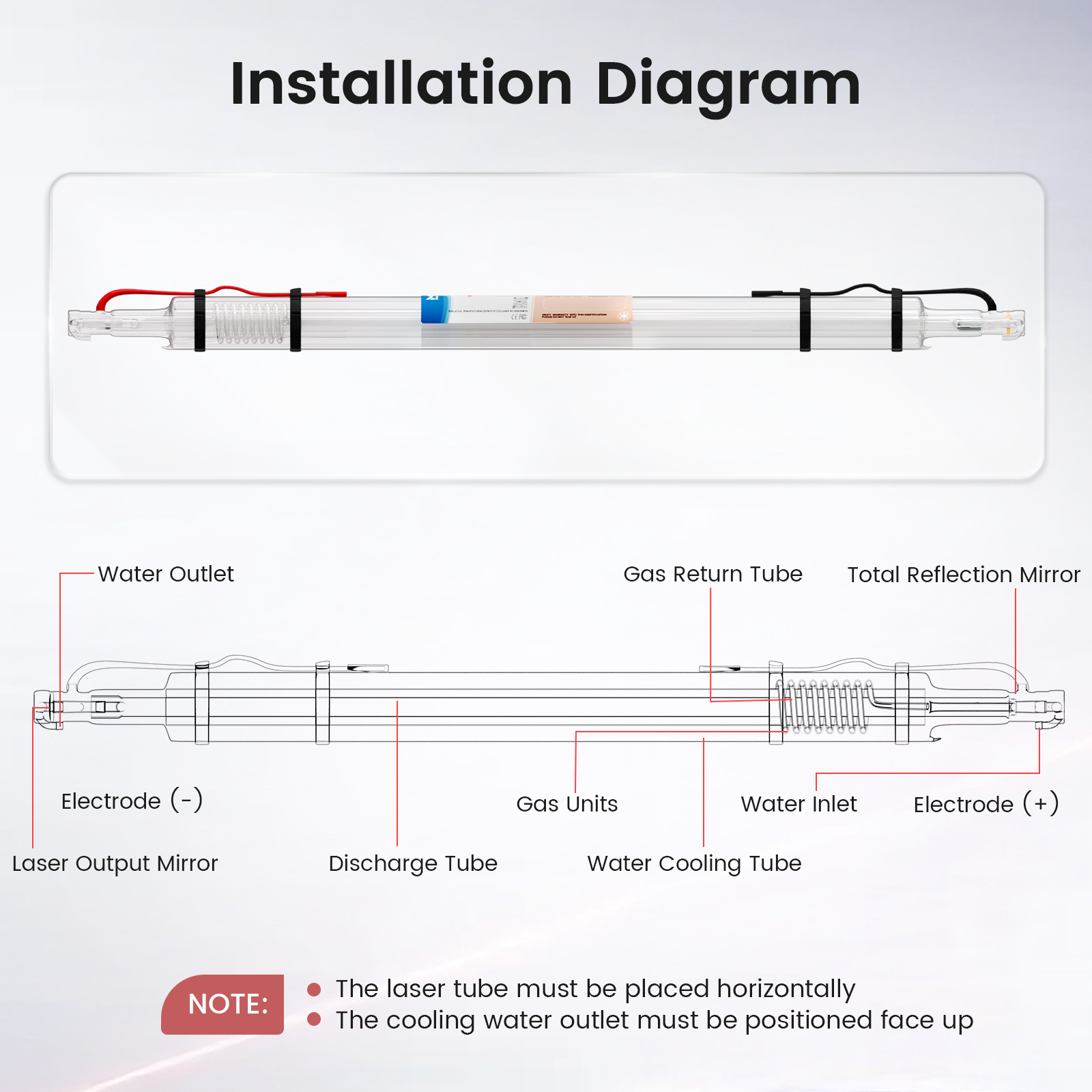 Monport 100W CO2 Laser Tube for Laser Engraver