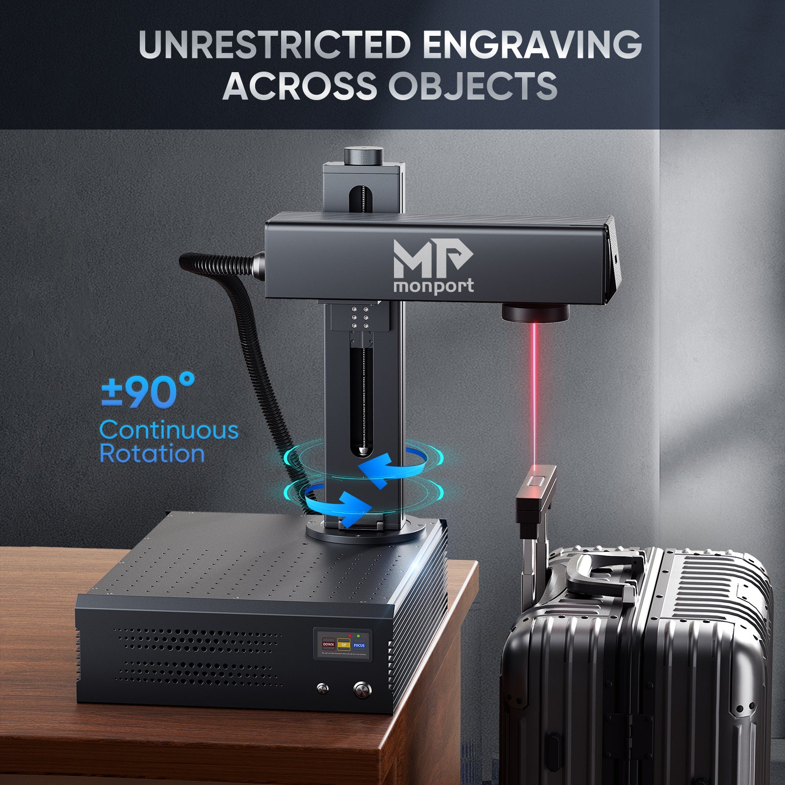 Monport GA 50W Integrated Fiber Laser Engraver & Marking Machines with Auto Focus