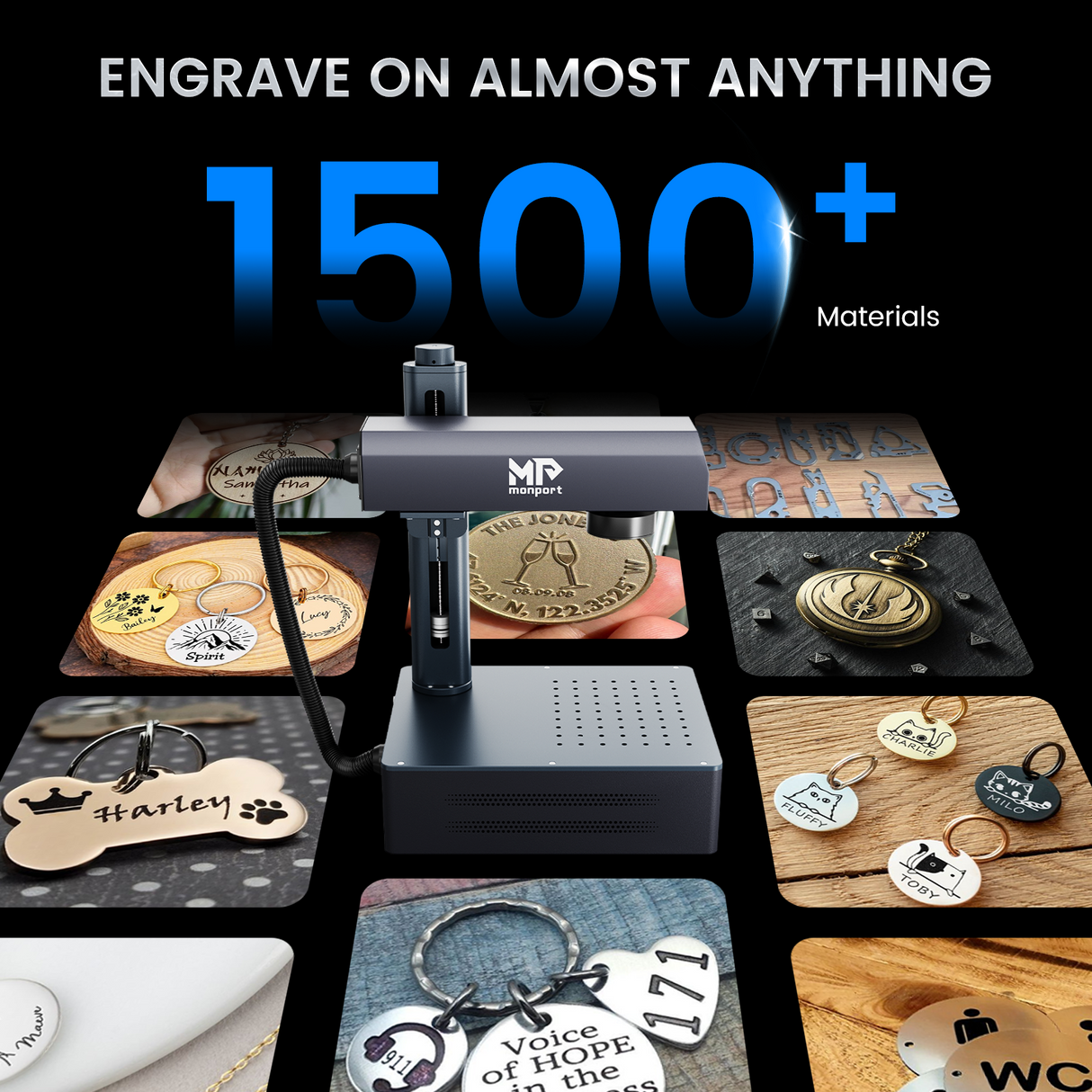 Monport GM 20W Pro Integrated Fiber Laser Engraver & Marking Machine with AutoFocus - Machine