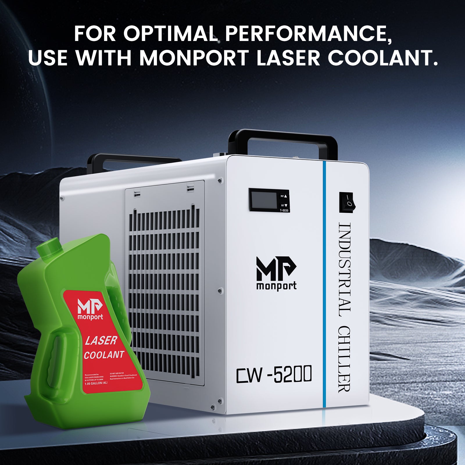 Monport 6L CW-5200 Industrial Water Chiller for 40W-150W CO2 Laser Engraver