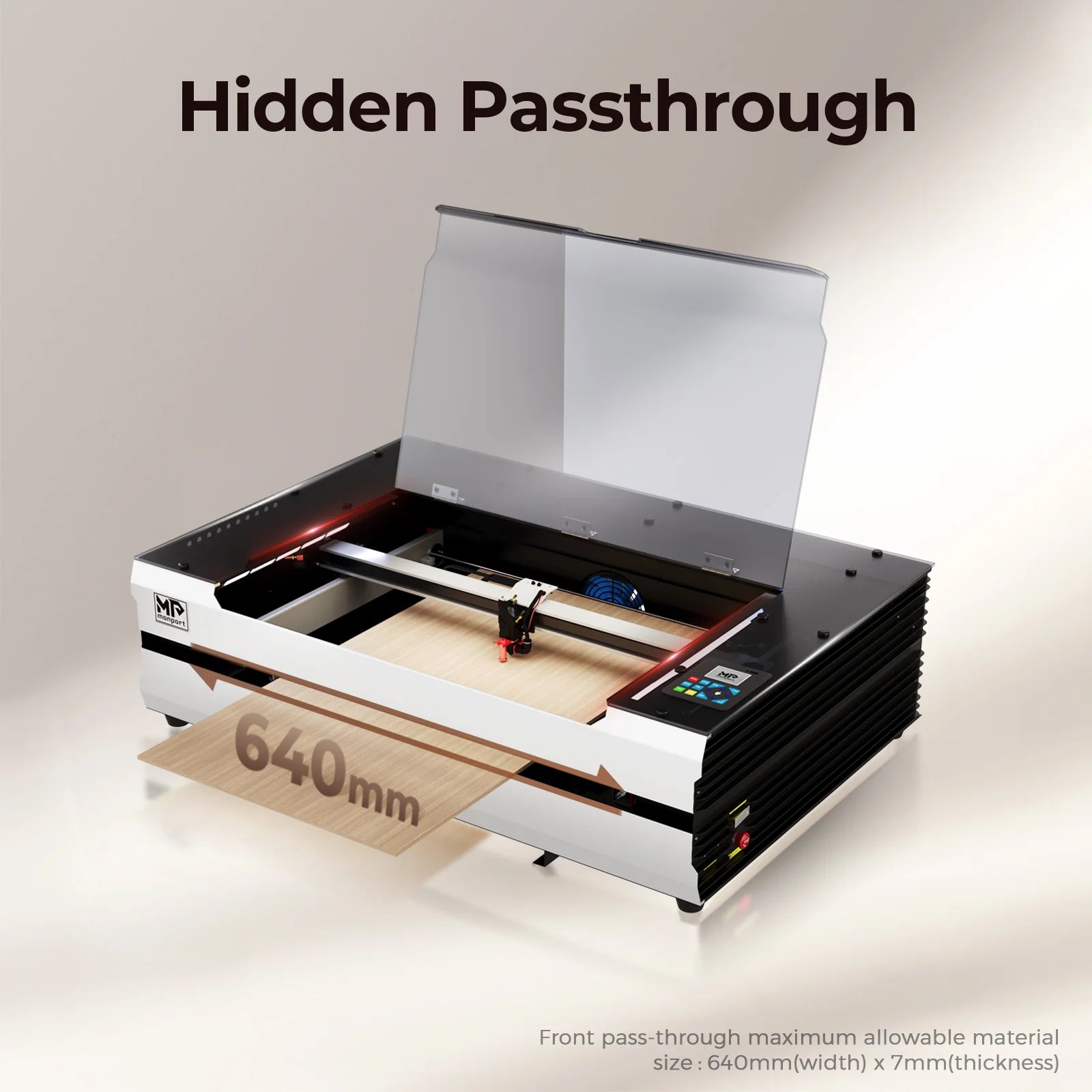 Monport Reno65 Pro 65W Desktop CO2 Laser Engraver & Cutter (24”X16”) with brand new DSP Controller and Assisted Autofocus