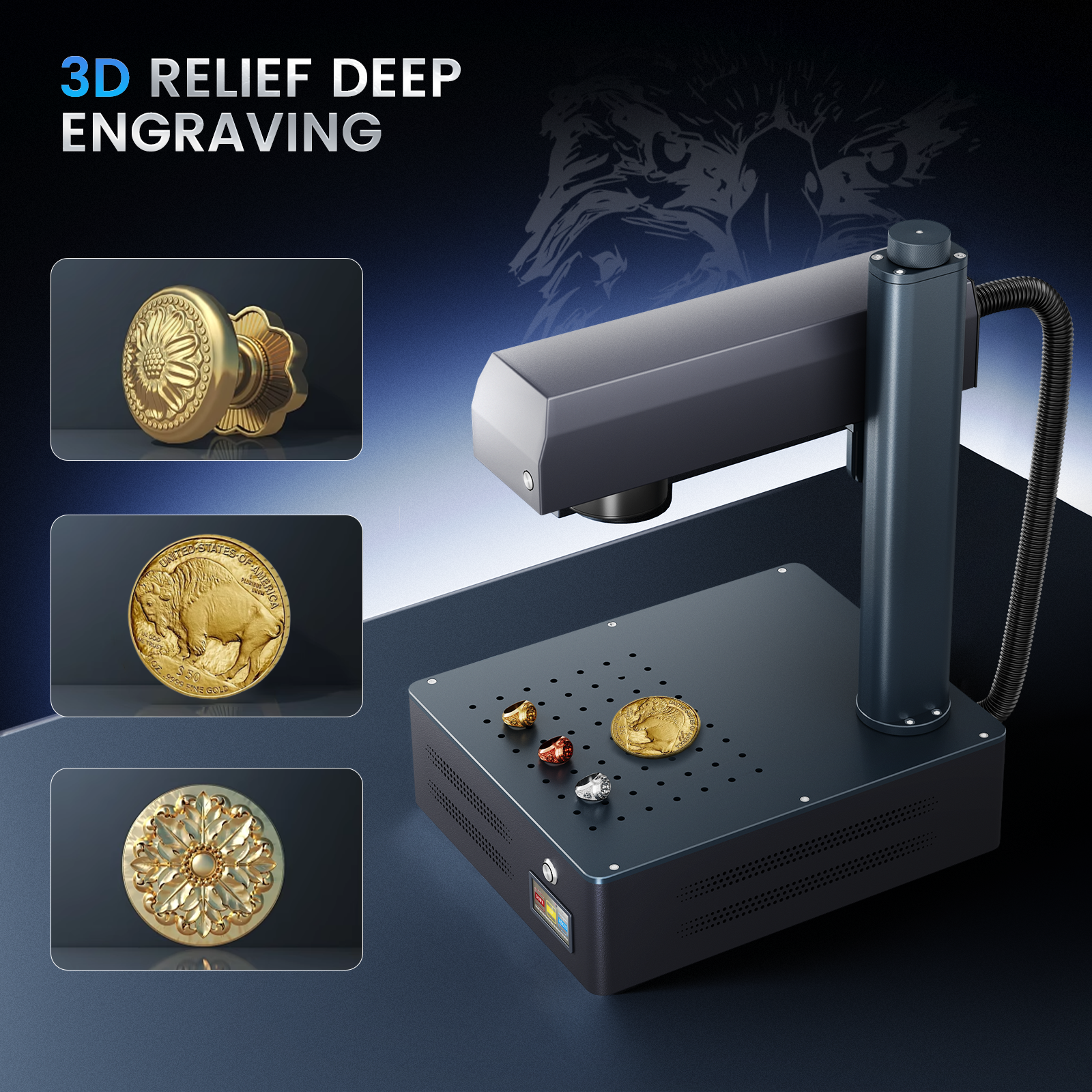 Monport GM 50W Pro Integrated Fiber Laser Engraver & Marking Machine with AutoFocus