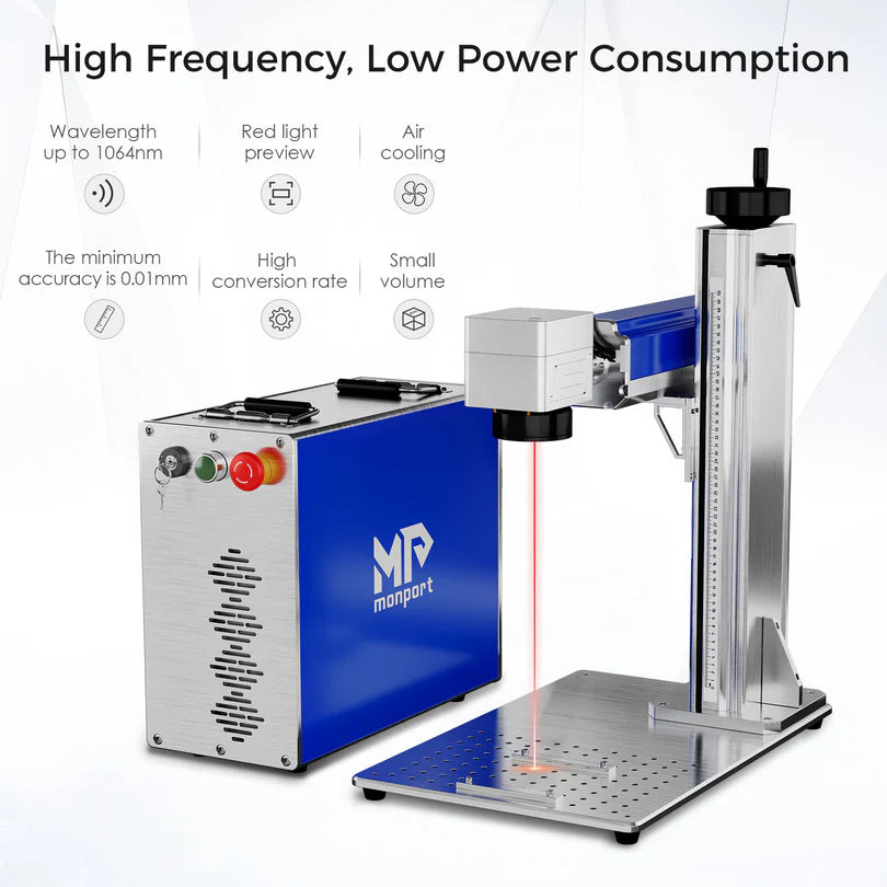 Monport 50W (7.9" x 7.9") Fiber Laser Engraver & Marking Machine with CE Approval