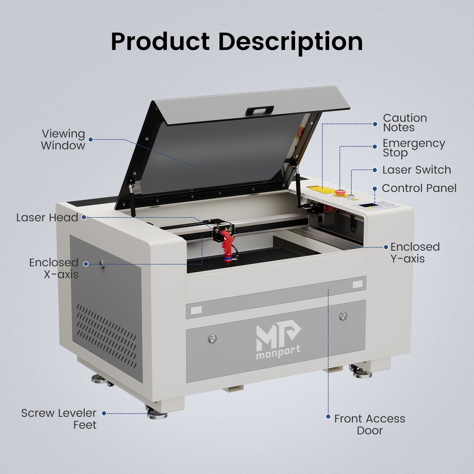 Monport 60W CO2 Laser Engraver & Cutter (24