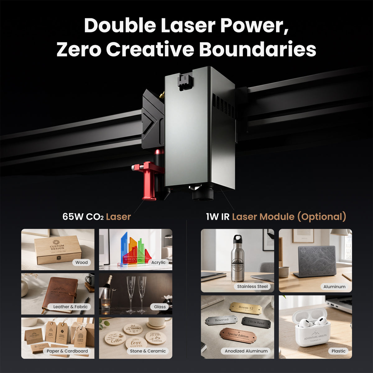 Monport Reno65 Pro Vision 65W Desktop CO2 Laser Engraver & Cutter (24