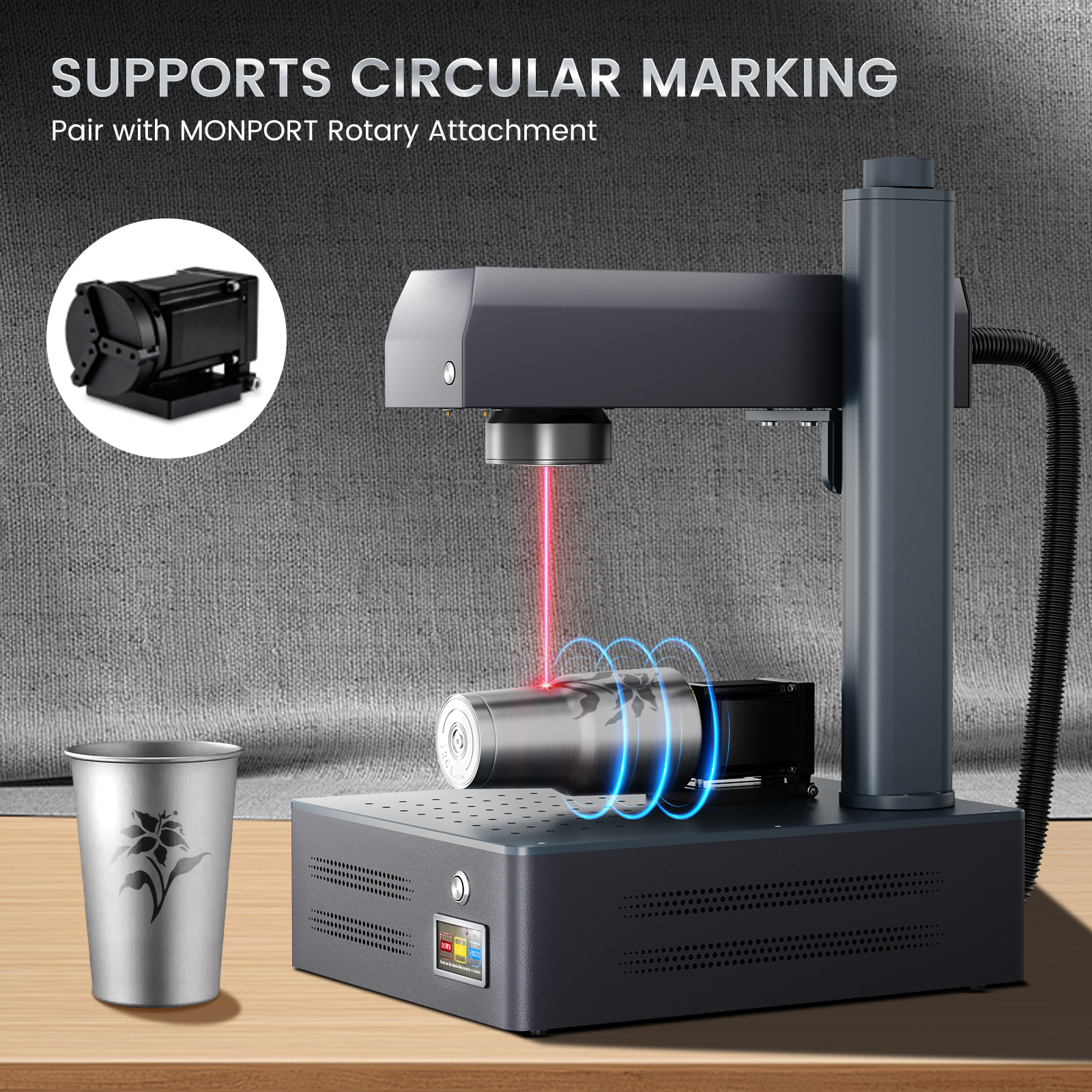 Monport GM 50W Pro Integrated Fiber Laser Engraver & Marking Machine with AutoFocus