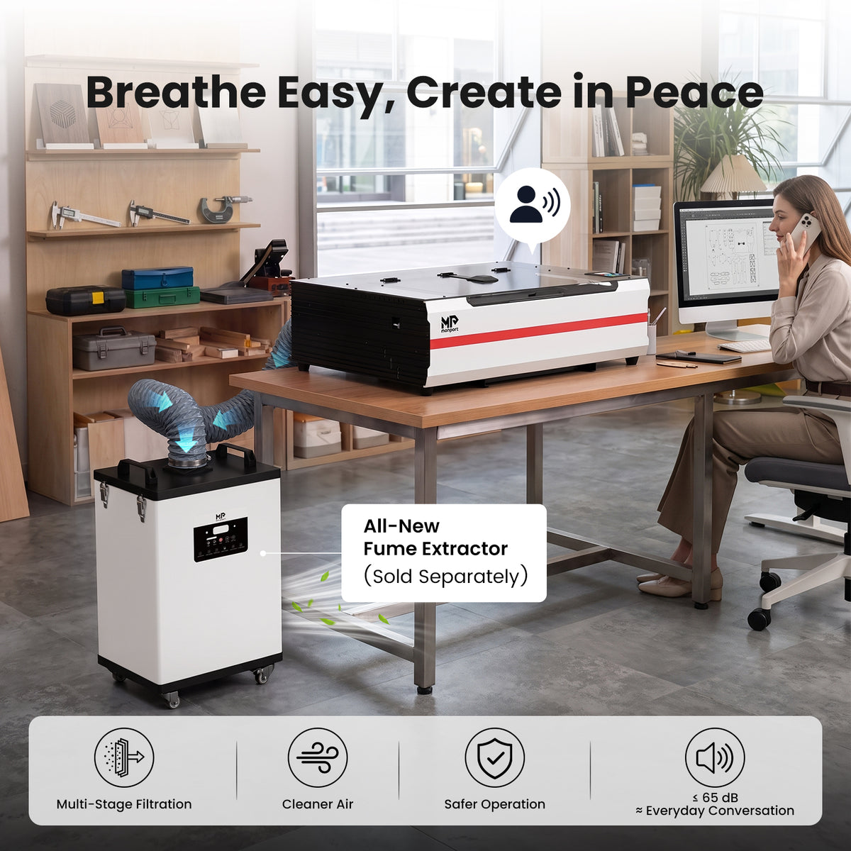Monport Reno65 Pro Vision 65W Desktop CO2 Laser Engraver & Cutter (24