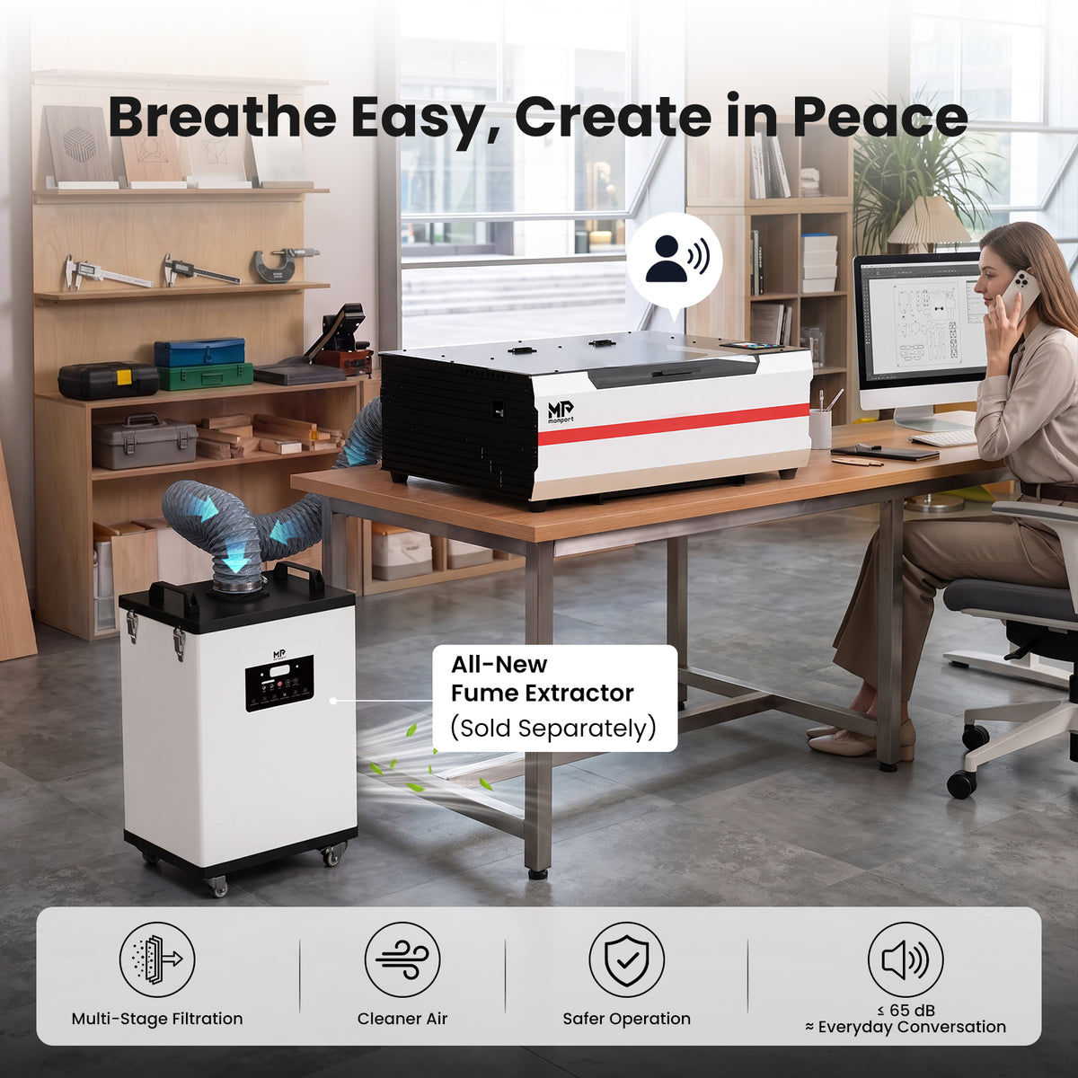 Monport Reno45 Pro Upgraded 45W Desktop CO2 Laser Engraver and Cutter (16