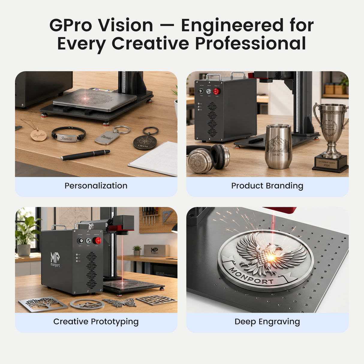 Monport GPro Vision 60W Split MOPA Fiber Laser Engraver & Marking Machine With 16MP Smart Vision & Auto Focus