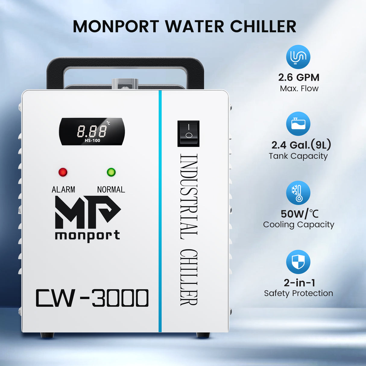 Monport 9L CW-3000 Water Cooling System for 30W-65W CO2 Laser Engraver