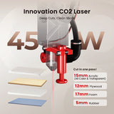 Monport Reno45 Pro Vision 45W Desktop CO2 Laser Engraver & Cutter (16" X 12") with 8MP HD Camera and Magnetic Assisted Autofocus