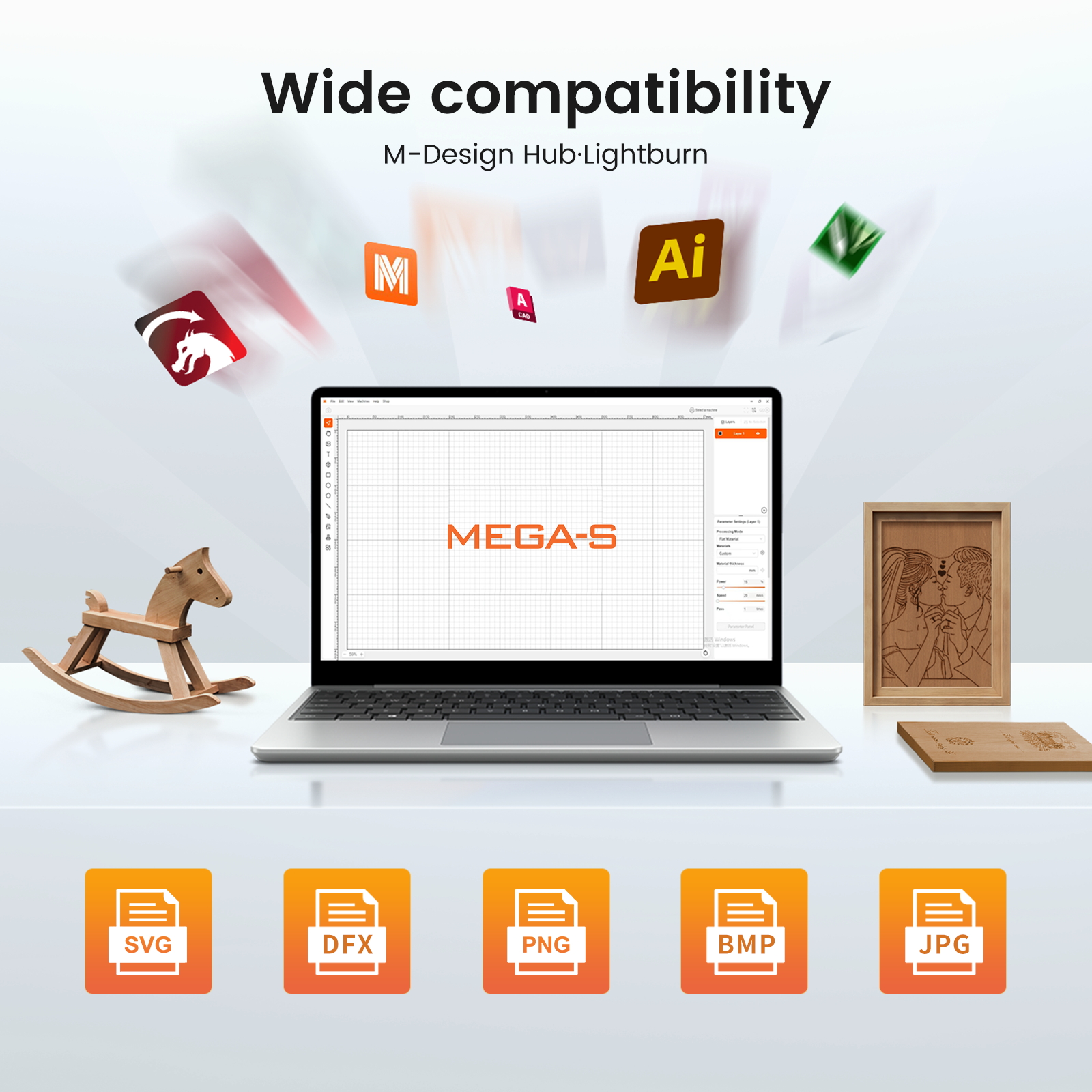 Monport MEGAS – Mega Series Upgrade: 70W CO₂ Laser Engraving and Cutting Machine with Intelligent Precision