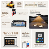Monport Reno65 Pro Vision 65W Desktop CO2 Laser Engraver & Cutter (24" X 16") with 8MP HD Camera and Magnetic Assisted Autofocus