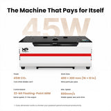 Monport Reno45 Pro Vision Upgraded 45W CO2 Laser Engraver & Cutter with Built-in Water Cooling & 8MP HD Camera