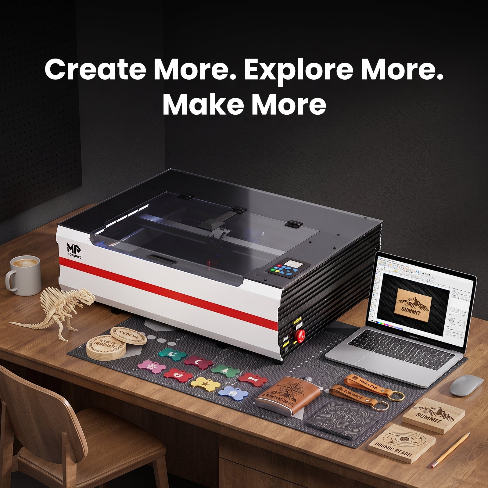Monport Reno65 Pro Vision 65W Desktop CO2 Laser Engraver & Cutter (24