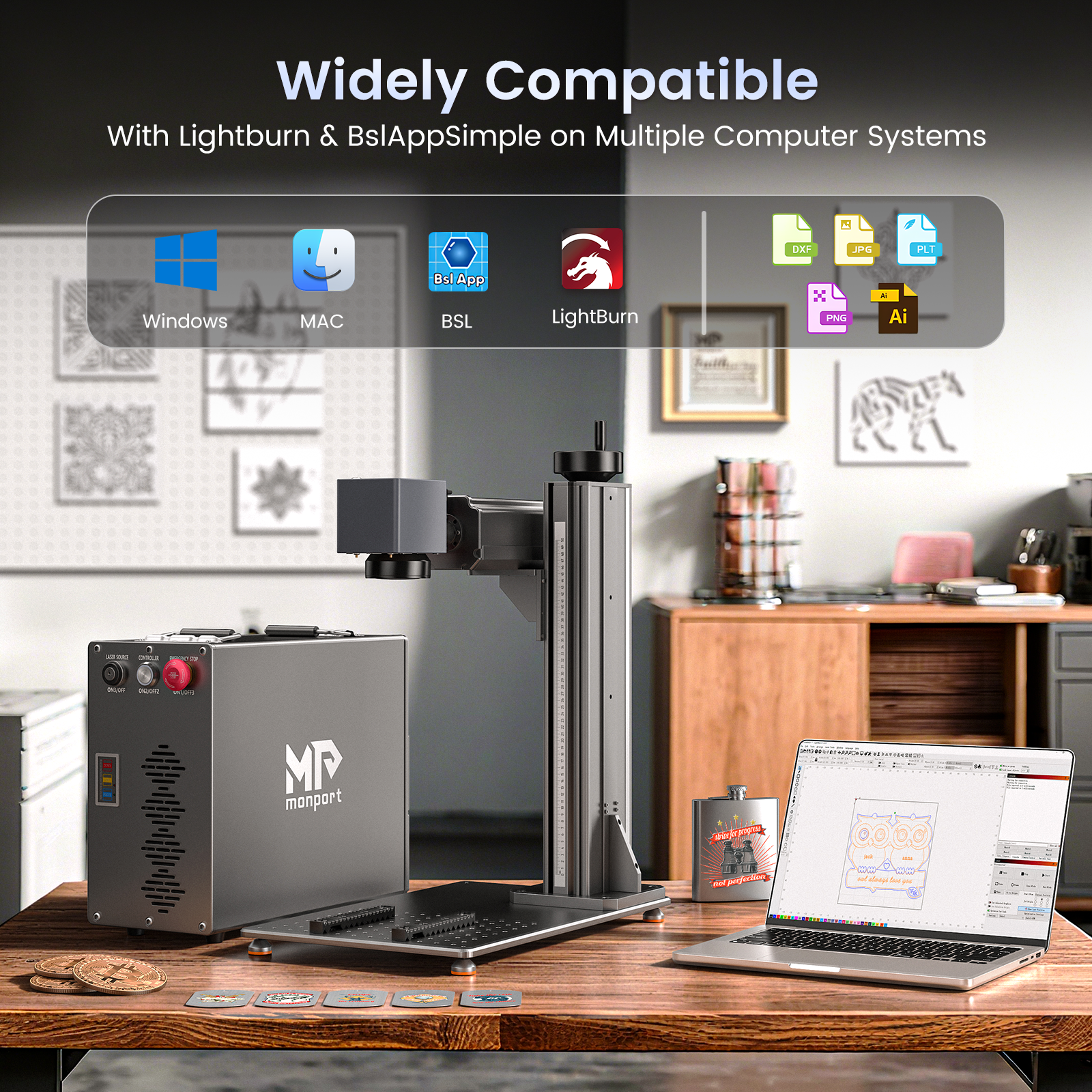 Monport GT 30W Split Fiber Laser Engraver & Marking Machine With AutoFocus (5.9” x 5.9”)