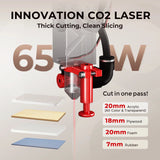 Monport Reno65 Pro Vision 65W Desktop CO2 Laser Engraver & Cutter (24" X 16") with 8MP HD Camera and Magnetic Assisted Autofocus - Machine