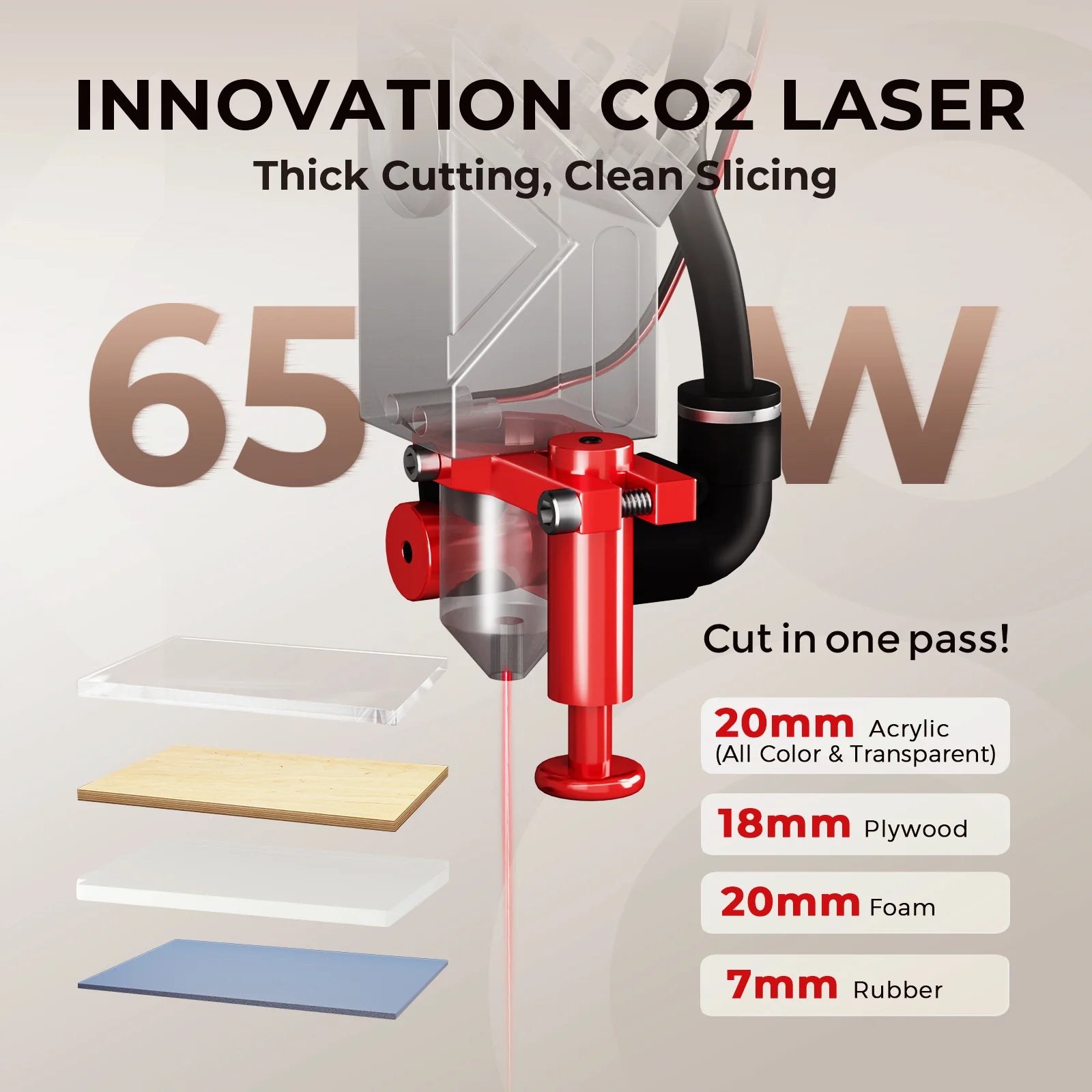 Monport Reno65 Pro Vision 65W Desktop CO2 Laser Engraver & Cutter (24