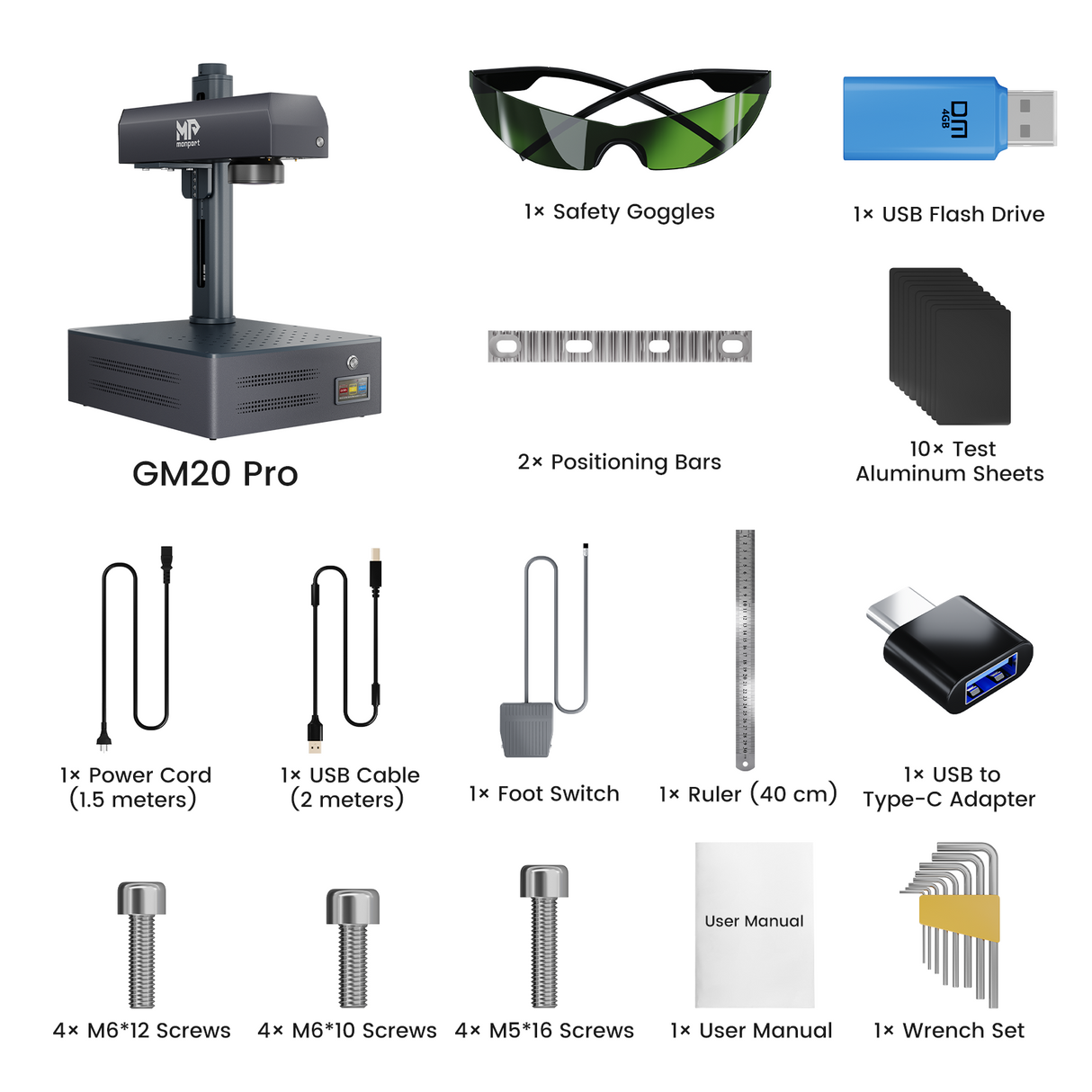 Monport GM 20W Pro Integrated Fiber Laser Engraver & Marking Machine with AutoFocus - Machine