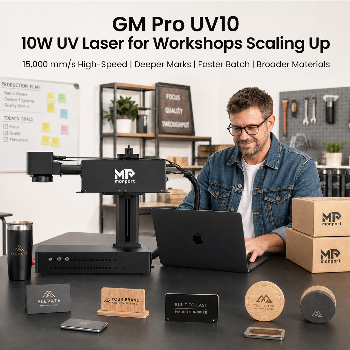 Monport UV Pro 6W UV Laser Engraver & Marking Machine | Supports Crystal 3D Subsurface Internal Engraving
