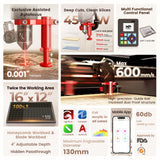 Monport Reno45 Pro 45W Desktop CO2 Laser Engraver & Cutter (16"X12") with Brand New Semi-Autofocus