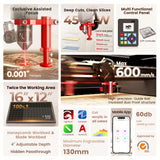 Monport Reno45 Pro 45W Desktop CO2 Laser Engraver and Cutter (16" x 12") with Brand New Assisted Autofocus