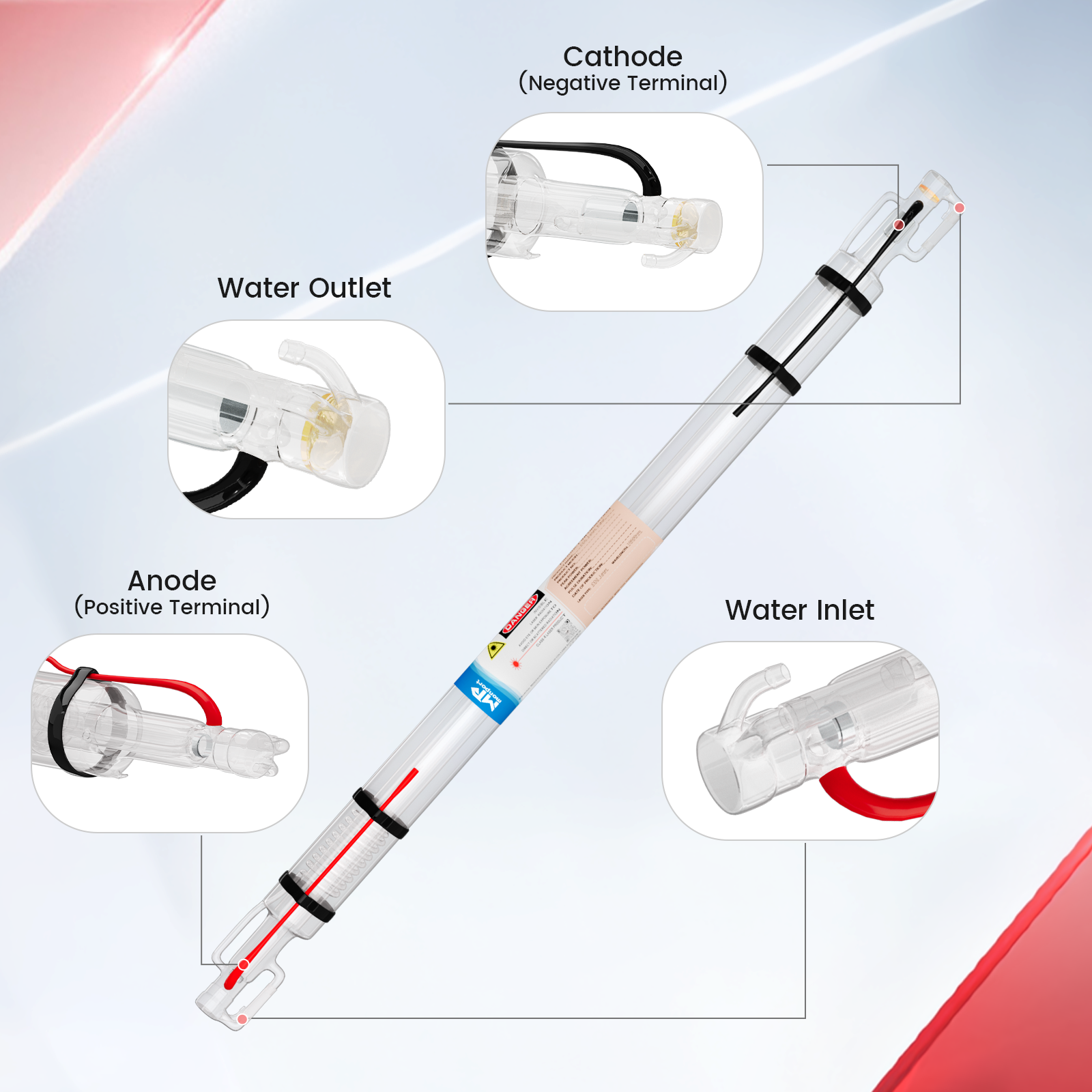 Monport 100W CO2 Laser Tube for Laser Engraver