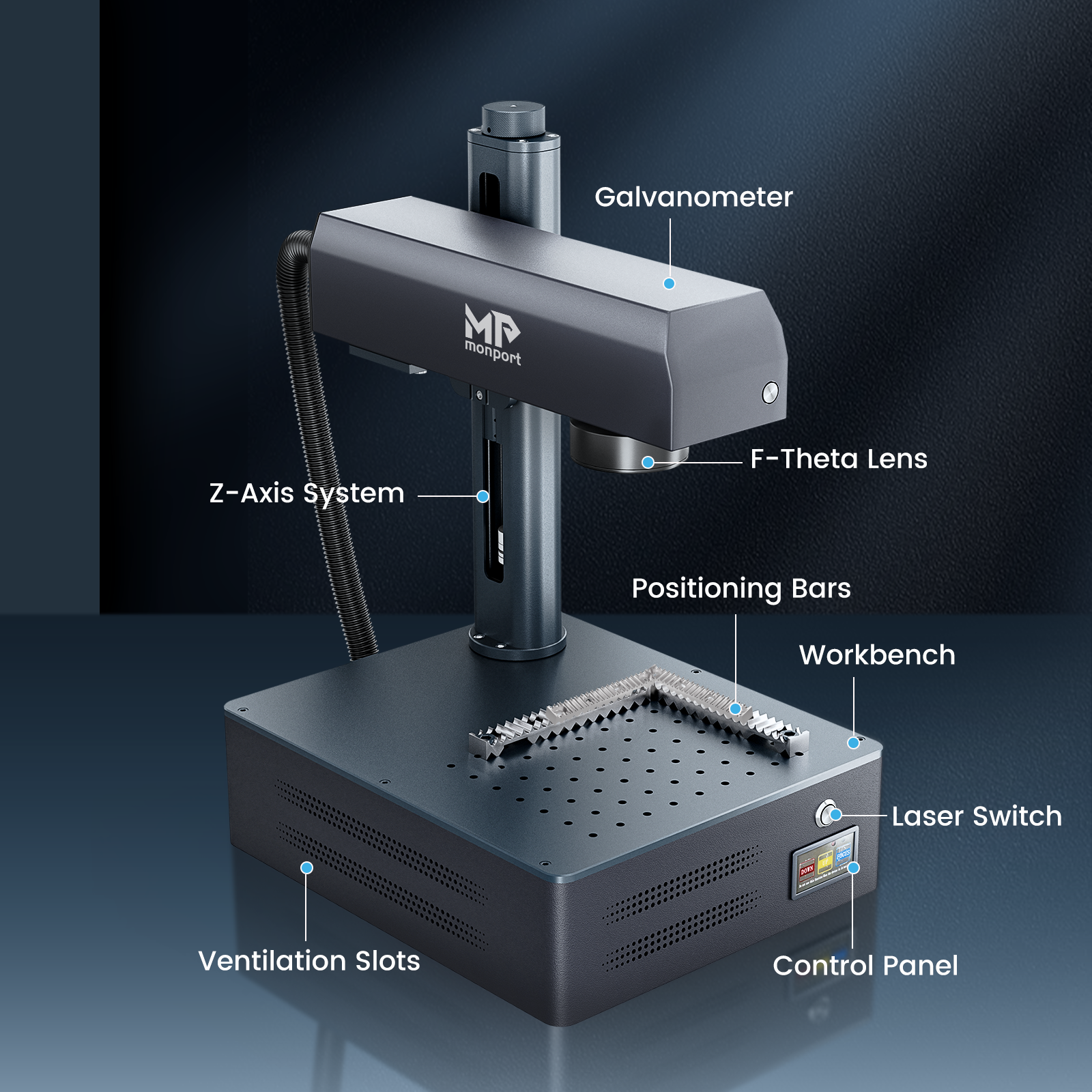 Monport GM 50W Pro Integrated Fiber Laser Engraver & Marking Machine with AutoFocus