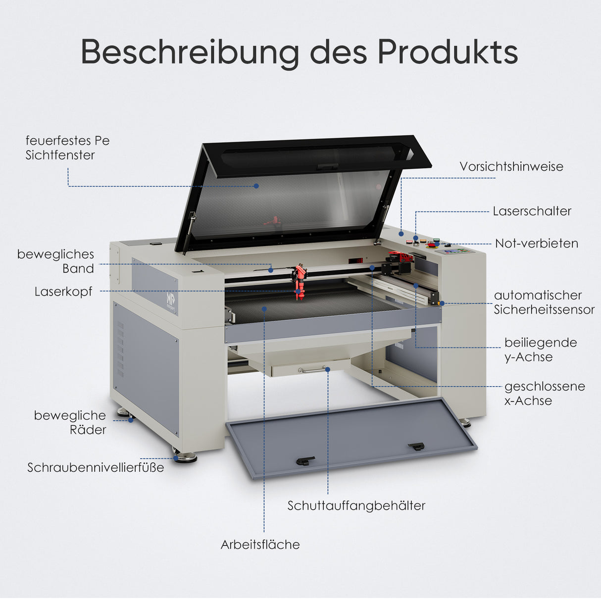 Monport 100W CO2 Eingebaut Wasserkühlsystem Laser Graviermaschine & Cutter mit (1000 x 600mm)